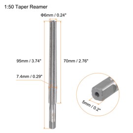 sourcing map Tapered Hand Reamers 1:50 6mm Small Dia 7.4mm Big Dia Straight Flute High Speed Steel (HSS) Slope Pin Reamer for CNC Metal Workshop Tools