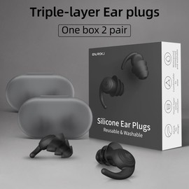 ENJROKJ Ear Plugs for Noise Cancelling,Soft Comfortable Silicone Sound Blocking Earplugs, Reusable Washable Earplugs for Work, Shooting, Study, Snoring, Sleeping and Concerts 2 Pairs/Box