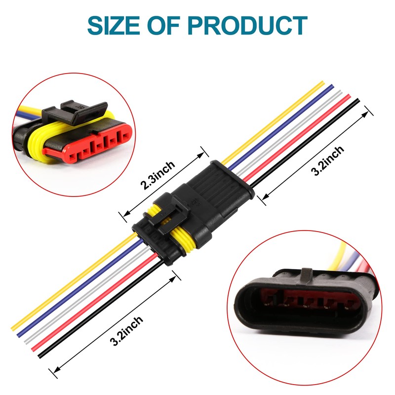 G 5 Pin Way Electrical Wire Connector Male Female Plug