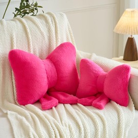 Xuyier Bow Pillows, Bow Shaped Decorative Throw Pillows for Couch Bed, Aesthetic Cute Home Decor Accent Pillows (Hot Pink, Small-12 Inches)