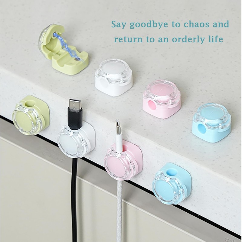 6 Pack Magnetic Cable Clips,Cord Organizer Holder,Cable Tidy Tools,Cord Holder