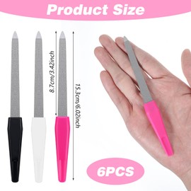 Grevosea 6 Pack Metal Nail File, Nail Files for Natural Nails Double Sided Emery Boards for Nails Professional Nail File Set for Gel and Acrylic Nails Women Manicure Tool for Home Salon Use