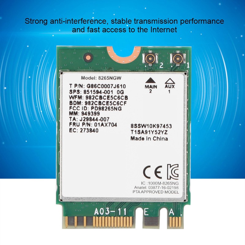 Bluetooth 4.2 For Intel 8265 867M 802.11AC 2.4G/5G Wireless Network