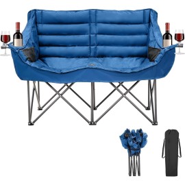 NAIZEA Double Camping Chair 2 Person Loveseat Chair with Cup & Wine Glass Holder