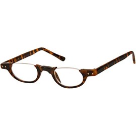 IB The Hunter Colorful Retro Half Under Frame Rimless Round Vintage Reading Glasses +2.25 Brown Tortoise (Carrying Case Included)