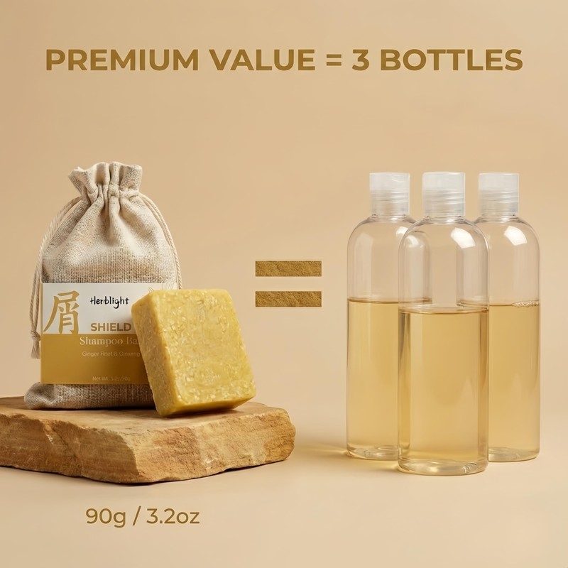 herblight Ginger & Ginseng Shield Shampoo Bar for Hair Strength
