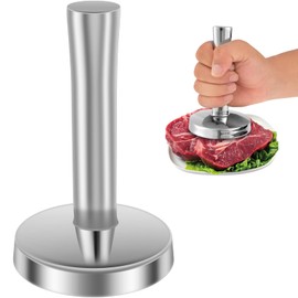 Foribyw Meat Pounder Flattener Food Grade Stainless Steel Kitchen Meat Mallet Large Round Hammer Tenderizer Rust Proof Chicken Flattener Tool for Meat Beef Nuts