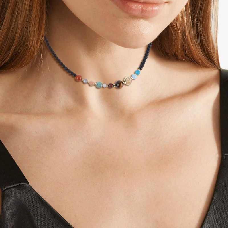 COAI Gemstones Solar System Chains, Copper, Onyx