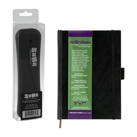 Jerry's Artarama Back to School Sketch Book Bundle - Reflexions 5x7" Hard Bound 80 Sheet Sketchbook, 70lb Acid-Free Paper and Silicone Notebook Pencil Pouch with Elastic Strap - Fits 8-11” Notebook