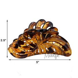 Shiny Spotted 5 inch Large Jaw Clip Hair Claw with leaf design (Motique Accessories)