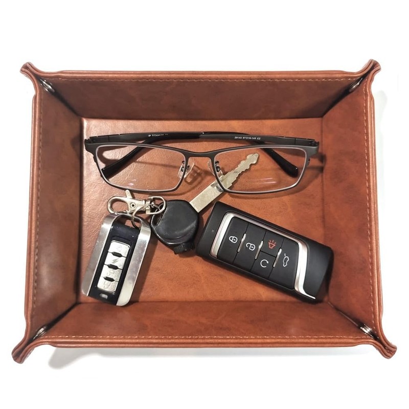 Nvanvmm Catchall Tray Tray Premium PU Leather for Remote Controller,