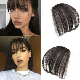 ASAYUMI Clip In Bangs Human Hair Bangs Hair Clip Natural Black Clip On Bangs Real Human Hair Air Curtain Bangs For Women Clips Wispy Bang