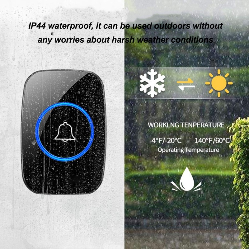 Wireless Doorbell Kit 38 Ringtones Door Bell Ringer 3 Levels