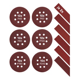 KSP-Tec 60 x Sandpaper 125 mm Velcro Sanding Discs for Orbital Sanders with Grit 10 x 40/60/80/120/180/240