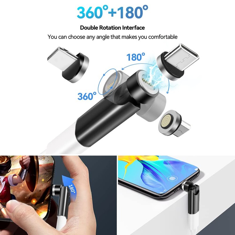 HESKUL 540° Rotate USB C Magnetic Adapter 3 in 1