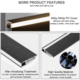 JARBIH 10Pack 1.64ft/50cm Aluminum Skirting Baseboard, 78x12mm Skirting Line LED Channel System, Hard Bar Strip Light Suface Mounted Metal Wall Channel Lamp for Living Room Bedroom Kitchen