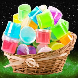 MiVRIU Glow in the Dark Party Favor Slime, paquete de 50 slime Galaxy para niños y niñas, fiesta que brilla en la oscuridad, tamaño pequeño para niños, bolsa de regalo, cumpleaños, idea