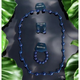 Seasons Jewelry New England Patriots Wood Bead Spirit Jewelry Set-Necklace,B