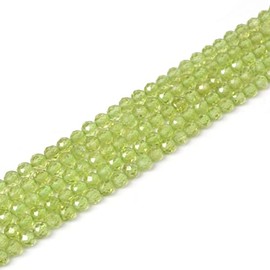 Natural Olivine - abalorio redondas facetadas de 4 mm, abalorio sueltas de 16 pulgadas para hacer joyas