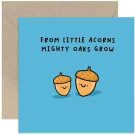 Old English Co. Thank You Teacher Card - 'Little Acorns' Cute Card for Teacher or Nursery - Heartfelt Sentimental Keepsake Card for Daddy Mummy Expecting Parents | Blank Inside