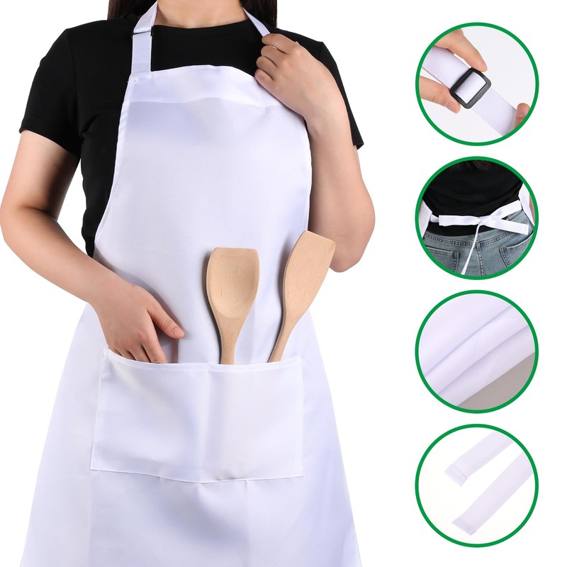 Chef Apron Hat Set Cotton Kitchen Apron with 2 Pockets