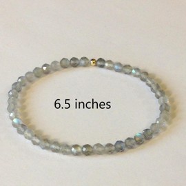 Women's Beaded Bracelet Healing Crystal Bracelet 3MM Mini Faceted Gemstone Energy Tiny Stretch Natural Stone Statement Bracelet 6.5-7 inches For Women (Labradorite 6.5 inches)