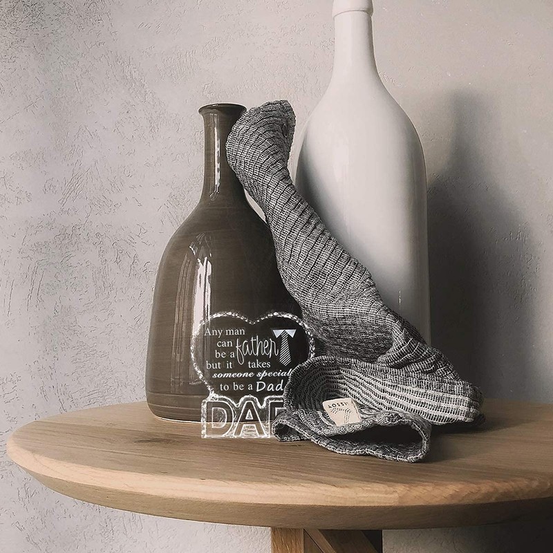 Crystal Paperweight Birthday Gift for Dad, Etched Father Sayings Presents