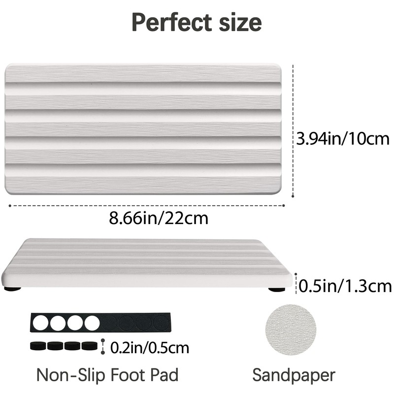 2 PCS Water Absorbing Stone Trays for Bathroom Sink &