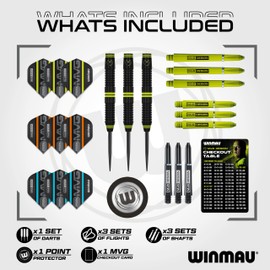WINMAU Darts - Michael Van Gerwen - MvG Active 24g - 85% Tungsten - Professional Darts Metal Tip with Dart Flights, Dart Shafts, Checkout Card and Steel Darts Tip Protection
