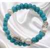 Five Decade Catholic Rosary Bracelet, Turquoise and Shell Pearl Beaded