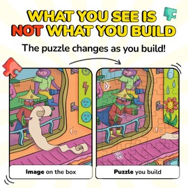 Odd Pieces Jigsaw Puzzles 1000 Pieces with Storytelling Comics, for Women, White Elephant, Mystery Puzzle for Adults & Kids - 19.7'' x 27.6'' Frameable Magic Puzzle Art (Shutterbug)