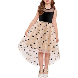 Arshiner Formal Dress for Girls Tulle Summer Special Occasion High Low Twirly Sundress Black Star