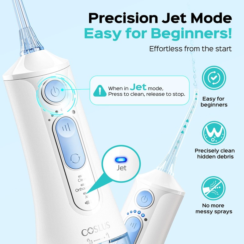 COSLUS C51 Portable Water Flosser for Teeth: 3 Modes &