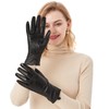 Genuine Sheepskin Leather Gloves for Women, Winter Warm Touchscreen Texting
