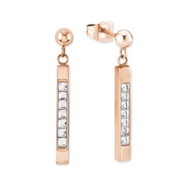 s.Oliver Damen-Ohrhänger Edelstahl teilvergoldet Kristall weiß - 2018797