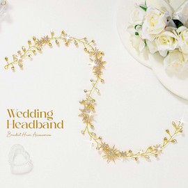Unicra Star Silver Wedding Hair Vine Rhinestone Bridal Headband Crystal Hair Accessories for Women and Brides (Gold, One Size)