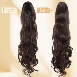 Benehair Ponytail Extensions with Drawstring, 60 cm Long, Wavy Braid Ponytail Hair Extension, Synthetic Ponytail Hairpiece, Ponytail Extension for Women (Natural Medium Brown, 160 g)