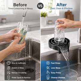 2-in-1 Glass Rinser for Kitchen Sink – 304 Stainless Steel Cup Washer with 360° Pull-Out Sprayer for Home and Bar Use