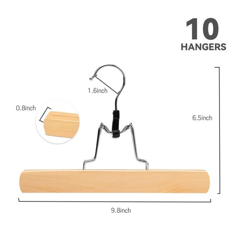 Nature Smile Wooden Pants Skirt Hangers, Smooth Finish Solid Wood