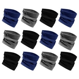 12 Pack Fleece Winter Scarves, Warm Winter Scarf Multi-color Bulk Wholesale, Unisex Men Women