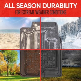 Motortrend For JEEP Heavy Duty Car Truck Floor Mats 2PC Rubber Semi Custom Black