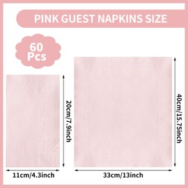 NatNarr 60 Pcs Pink Napkins Disposable Light Pink Dinner Napkins Decorative Paper Hand Towels for Bathroom Pink Paper Napkins for Wedding, Baby Shower, Bathroom, Kithchen