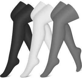 CHARMKING - Calcetines de compresión (3 pares) para mujeres y hombres, calcetines de compresión para correr, ciclismo, atletismo, 04 Negro/Gris/Blanco, Large-X-Large
