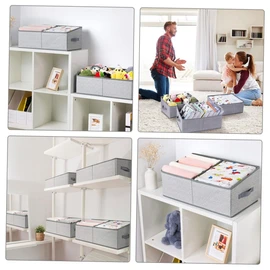 VILLFUL Trapezoid Storage Bins Large Foldable Fabric for Clothes Books Versatile Wardrobe Storage Holders with Dividers Space Saving Design Grey