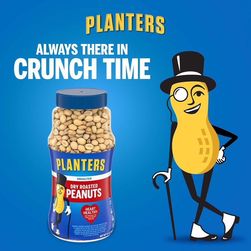 Planters Peanuts, Dry Roasted & Unsalted, 16 Ounce Jar (Pack