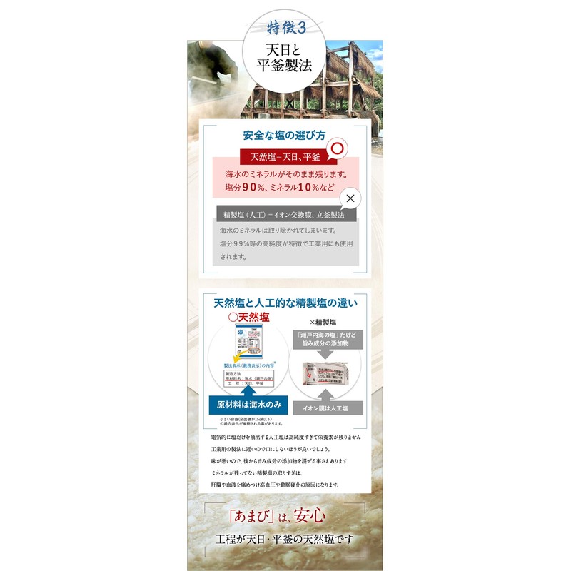 天然塩 あまび 国産 天日塩 無添加 自然塩 平釜 (120ｇ)