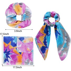 Pañuelo de gasa para el pelo, corbatas para el pelo, bufanda de cola de caballo con bufanda, bufandas de teñido anudado, bandas elásticas para el pelo, accesorios para el cabello para mujeres y niñas con 6 piezas