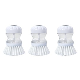 Dish Brush with Soap Dispenser for Dishes Pot Pan Kitchen Sink Scrubbing, White 3pcs