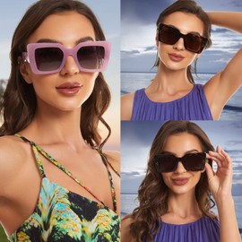 VIVIENFANG Black Cat Eye Sunglasses Womens, Large Square Cateye Sun Glasses Smoke Polarized Lens UV Protection VF2217A