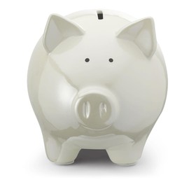 Mousehouse Gifts - White Large Pig-Themed Piggy Bank for Children, Money Box for Kids, Ages 3+